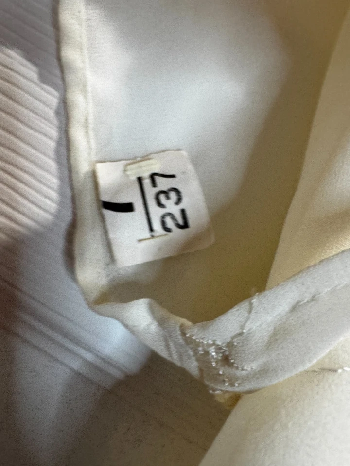 Vestido Limitado De Colección Marfil Gasa Bordado Cintura Imperio Transparente Pradera Romántico L Foto 4 de 4