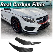 For Mercedes Benz X156 GLA45 AMG 2014-2019 REAL CARBON Front Bumper Fins Canards