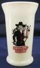 VINTAGE HOPALONG CASSIDY LUNCH MILK TUMBLER RED-BLACK PYRO ON MILK GLASS
