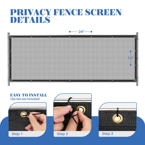 4' 5' 6' 8' Fence Privacy Screen Gray Windscreen Fabric Shade Cover Garden Pool - Picture 5 of 14