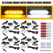 4x 6 LED Amber Recovery Strobe Flashing Grille Light Lightbar Truck Beacon Lamp