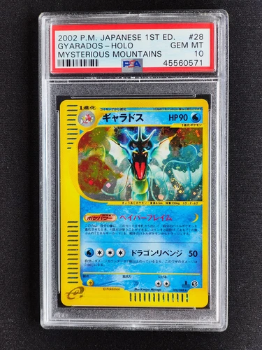 2002 Pokémon Mysterious Mountains Gyarados 028/088 1st Edition Psa 10