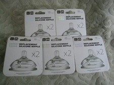 ComoTomo Replacement Silicone Nipple Fast Flow 3 Holes 6 Months 5 Packs X 2 NEW