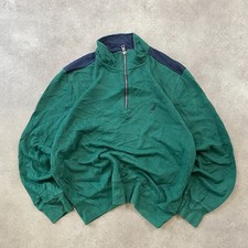 Nautica Sweatshirt Mens XL 90s 1/4 Quarter Zip Sailing Pullover Jumper, Green