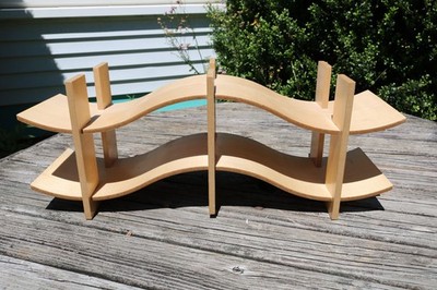 Vintage Thomas Stender Modulus Soundwave Wood CD Rack Postmodern Media Shelf