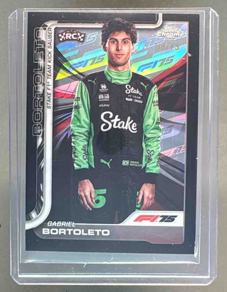 Gabriel Bortoleto 2025 Topps Chrome F1 #20 75th Anniversary Refractor RC /75