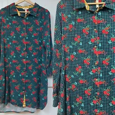 Matilda Jane Dress Floral Cottagecore Prairie Gingham Long Sleeve Button Down M