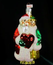Hanover Style Poland SANTA HEART Victorian GIRL Blown Glass Christmas Ornament 