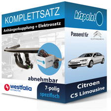 Für Citroen C5 Limousine 08- WESTFALIA Anhängerkupplung abnehmbar + 7polig AHK