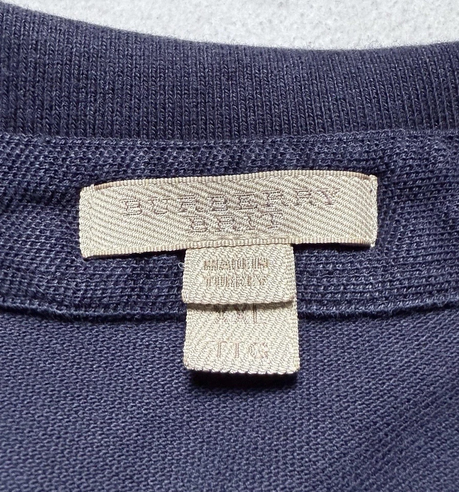 Burberry Brit Polo Shirt Mens XXL Navy Blue Pique Short Sleeve Knight Logo 2XL - Image 2 of 4