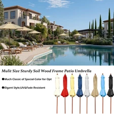 LAGarden 9'/13' Solid Wood Patio Umbrella for Resort Hotel School Outdoor Area