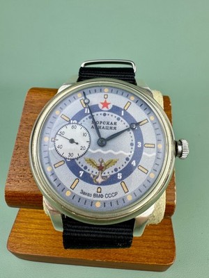 Molnija 3602 Pilot Naval Aviation Navy Ussr Mechanical Lagre Wriswatch Vintage
