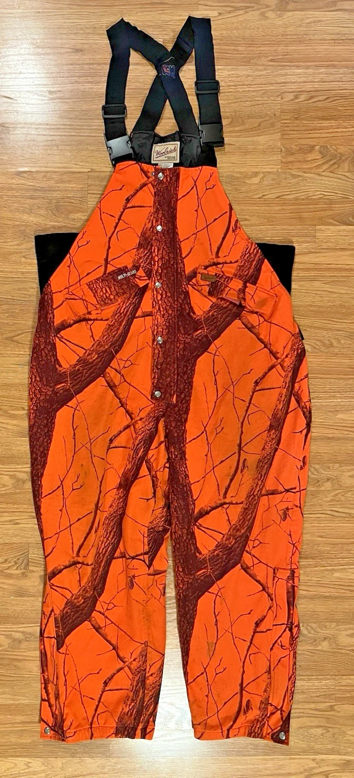 VTG Woolrich Outdoor Hunting Bibs Overalls Men’s 2XL 50-52 Blaze ORANGE Mossy