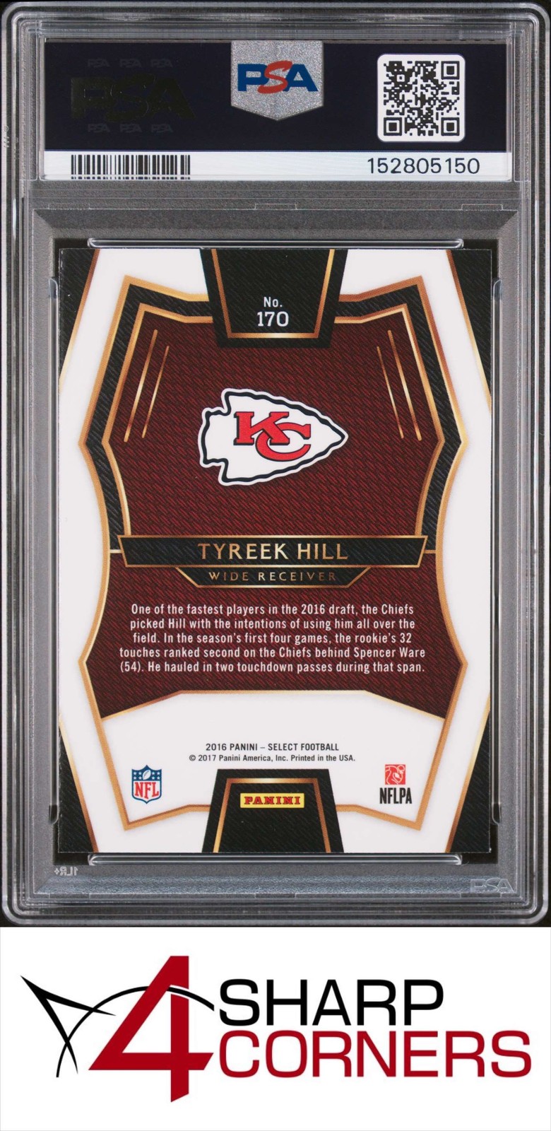 2016 PANINI SELECT TRI-COLOR PRIZM #170 TYREEK HILL RC PSA 10 view 2