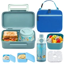 Bento Lunch Box for Kids with Thermo Ice Pack Lunch Food Container Bag, 18oz ...