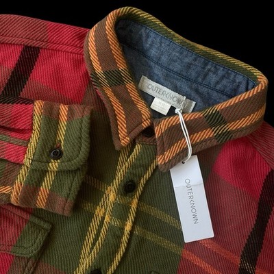 Outerknown Blanket Shirt Organic Cotton Cranberry Country Plaid Medium $148