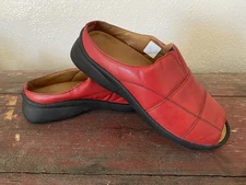 Haflinger Leather Slip On Shoes Slides Mules 39 CHERRY RED Christmas VGC Germany