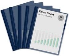 5 Packs Clear Front Report Covers with 3-Prong Fasteners Plastic Project
