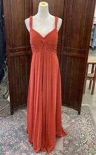 Azazie Rust Orange Chiffon Pleated Bridesmaids Dress - Sz A12