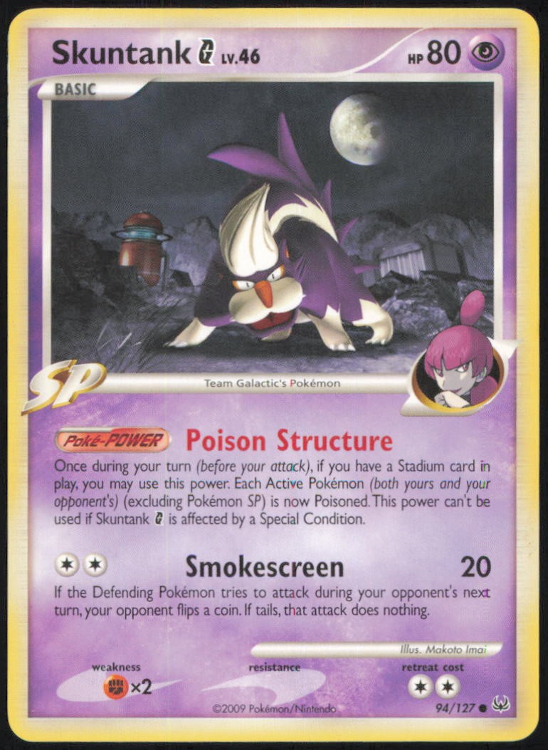 SKUNTANK G 94/127 COMMON PLATINUM POKEMON LIGHTLY PLAYED