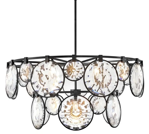 Fredrick Ramond FR31268 Nala 15 Light 40"W Crystal Waterfall - Black - Picture 1 of 5