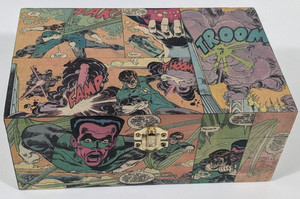 Green Lantern Comic Clippings Handmade Wooden Storage Hobby Box Real Comic Pages