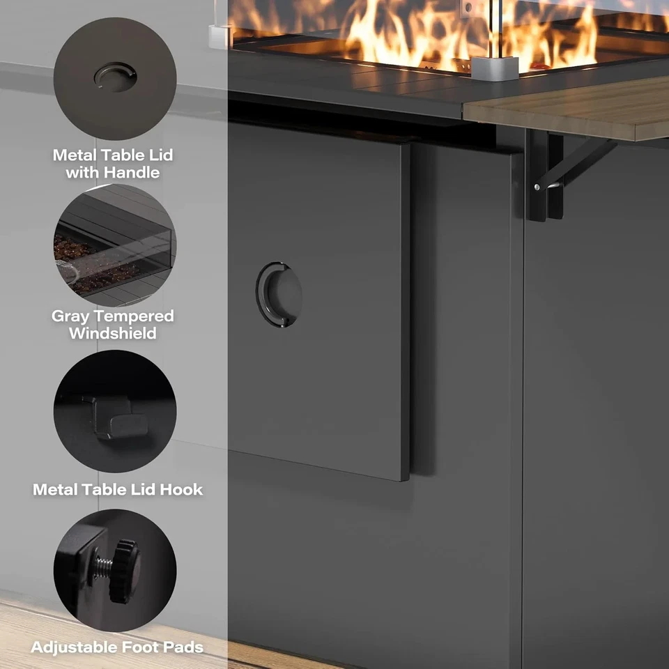 LAUSAINT HOME 64in  50,000 BTU Gas Fire Pit Table for Outside Patio, Propane - Image 3 of 4