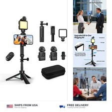Vlogging Kit Android 31" Selfie Stick Tripod Light Microphone Remote