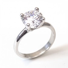 .925 Silver 3ct Certified Moissanite Diamond Rhodium platinum Engagement Ring