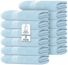 Large Bath Towels 24" X 50" 450 GSM Sky Blue - Ideal for Hotels, Gyms, Spas