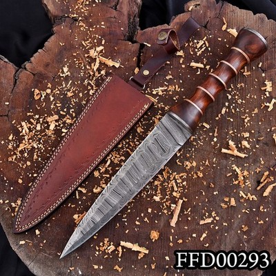 SHARD Custom Hand Forged Damascus Survival Hunting Gladius Dagger Knife W/Sheath