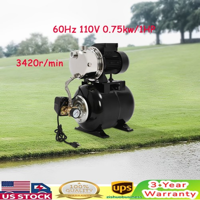 #ad Shallow Well Pumppressure Tank Water Pump Booster System For Home Farm Pool $85.82