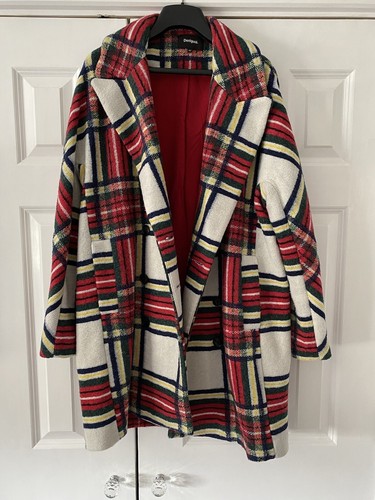 Desigual abrigo señoras de gran tamaño Cuadros en Rojo Talla 42/Grande |  eBay