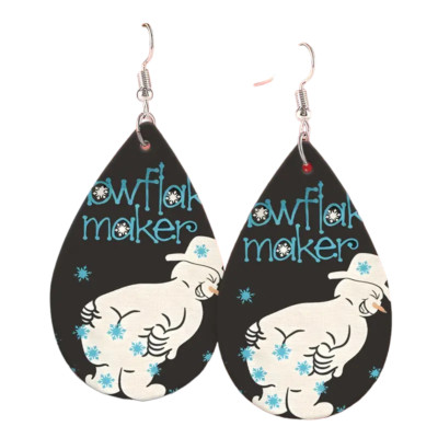 Double Sided PU Leather Teardrop Dangle Earrings - New - Snowflake Maker