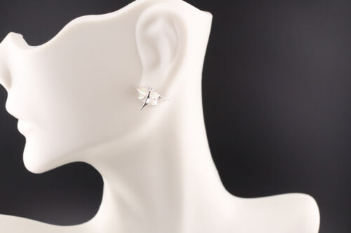 Women's Sterling Silver Dragonfly Stud Earrings w/Opal Accents - Nature Inspired - Picture 2 of 10