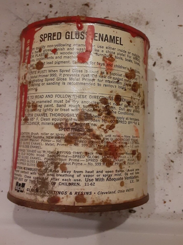 Vintage Glidden Spred Gloss All Purpose Enamel 917 Red Pepper 1/2 of 1 Qt remain - Image 3 of 4