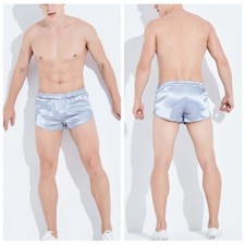 Men Faux Silk Satin Underwears Shorts Boxer Briefs Trunks Sleepwear Sexy Fashion