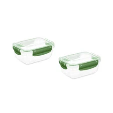 Superio Plastic Food Storage Containers, Airtight Lids, 27 oz., Green, 2 pack