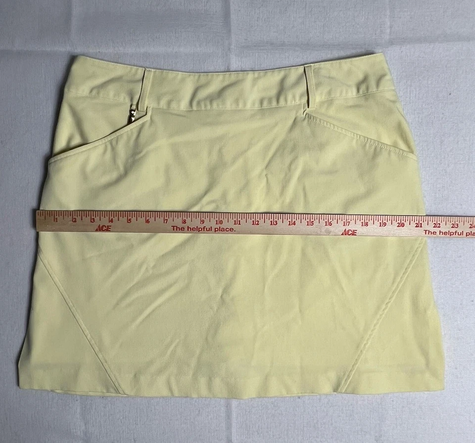 Falda de golf deportiva Haley para mujer talla 12 bolsillos amarillos mantequilla 34 cintura Foto 3 de 4