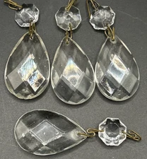 Set of 4 Antique Clear Cut Crystal Prisms Chandelier Lamp Parts Suncatcher 1.5”