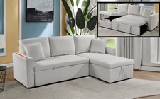 MEGA DIVANO LETTO ANGOLARE CONTENITORE LED BIANCO BRACCIOLI MATRIMONIAL- ITA LUX