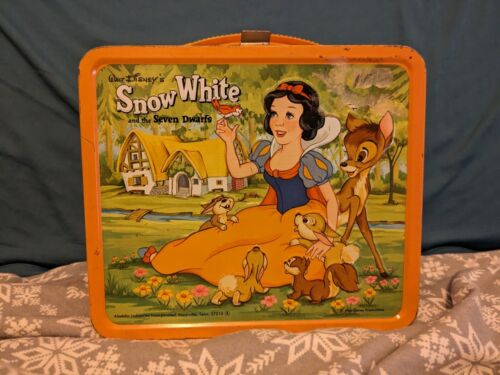 Vintage Walt Disney Snow White And The Seven Dwarfs Lunch Box With Thermos - Bild 1 von 7