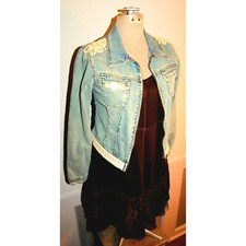 Coastal Cowgirl Vintage Jean Jacket Cropped Upcycled Boho Denim Coat S 5