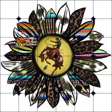 Sublimation Print Floral Cowboy Sunflower Ready to Press Heat Transfer