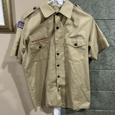 Boy Scout BSA UNIFORM SHIRT Mens Medium Short Sleeve Tan G70