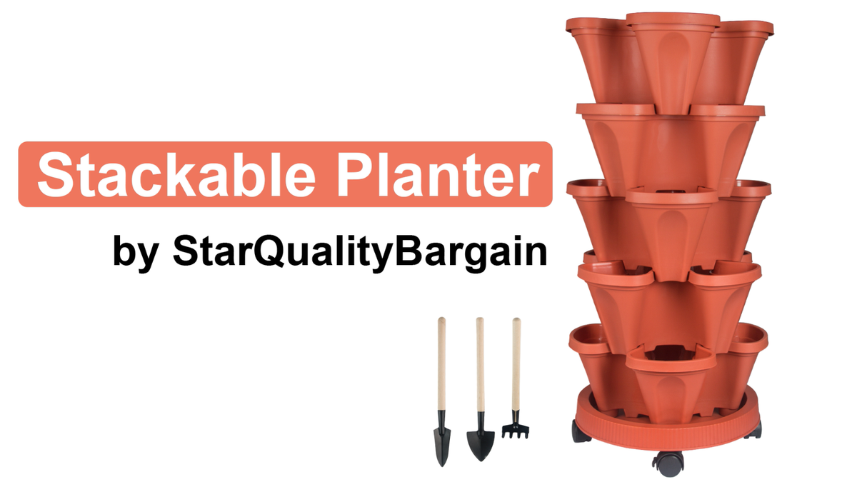 5-Tier Stackable Planters Vertical Planter Garden Flower Pot w/ 4