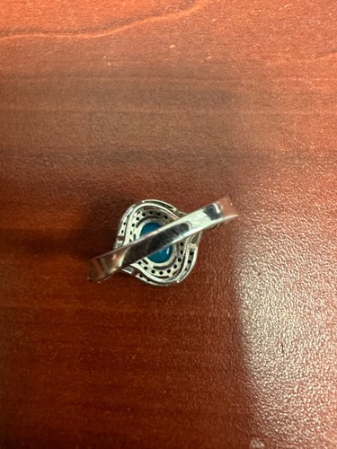 Women's Vintage Stunning Aquamarine Sterling Silver Ring Size 7 - Picture 3 of 6