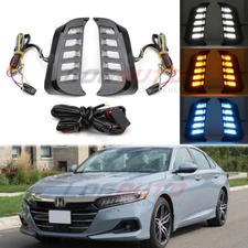 For Honda Accord 2021-2022 DRL Daytime Light LED Fog Lamp W/ Dynamic Turn Signal