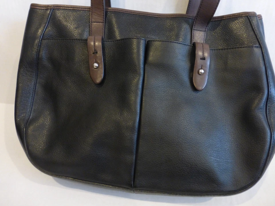 Francesco Biasia галечный черный кожаный через плечо устроитель покупки большая сумка с короткими ручками - Изображение 2 из 4