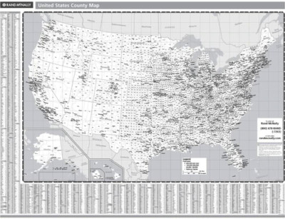 PROSERIES WALL MAP: UNITED STATES COUNTIES (B&W) (R)